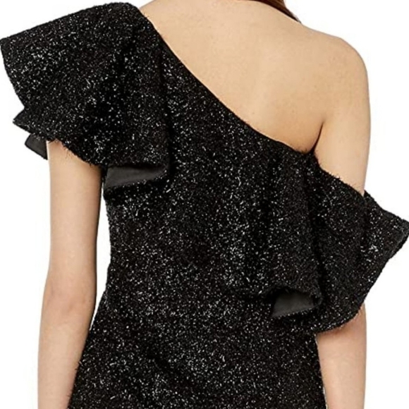 NWT HALSTON HERITAGE 1 SHOULDER METALLIC DRESS 14 - Picture 1 of 6